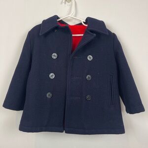 Vintage Fieldston Clothes Wool Navy Lined Pea Coat